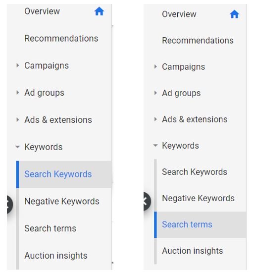 Palabras-clave-de-Google-ads-frente-a-términos-de-búsqueda
